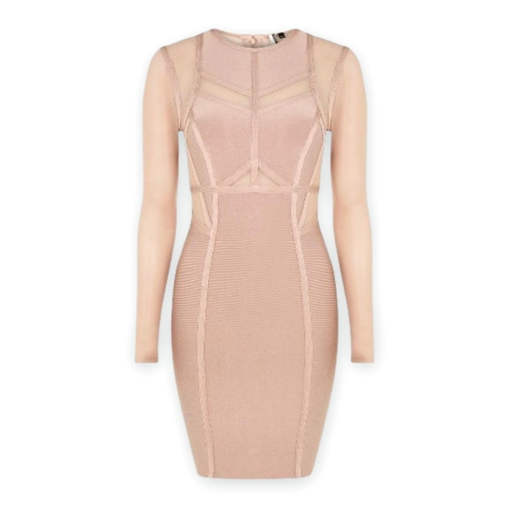 Topshop bandage mesh inserts mauve nude pink dress